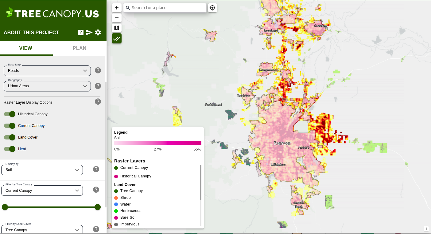 Tree canopy map analysis screenshot
